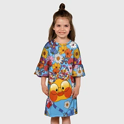 Платье клеш для девочки Лалафанфан на фоне полевых цветов, цвет: 3D-принт — фото 2