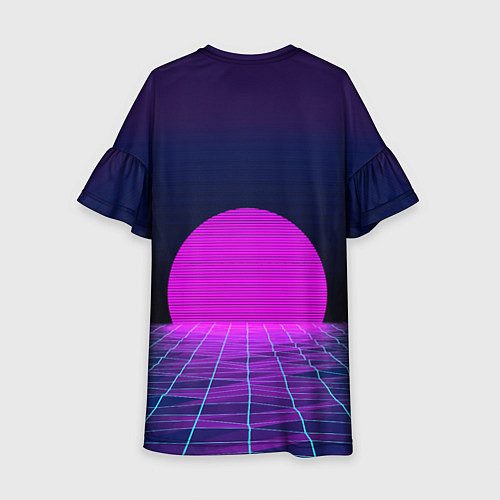 Детское платье Закат розового солнца Vaporwave Психоделика / 3D-принт – фото 2