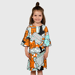 Платье клеш для девочки УДИВИТЕЛЬНЫЕ КОШКИ, цвет: 3D-принт — фото 2