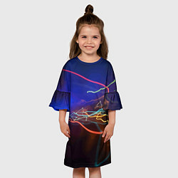 Платье клеш для девочки Neon vanguard pattern Lightning Fashion 2023, цвет: 3D-принт — фото 2