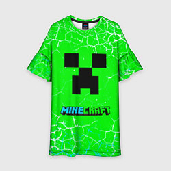 Платье клеш для девочки Minecraft зеленый фон, цвет: 3D-принт