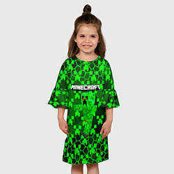 Платье клеш для девочки Minecraft КРИПЕРЫ, цвет: 3D-принт — фото 2