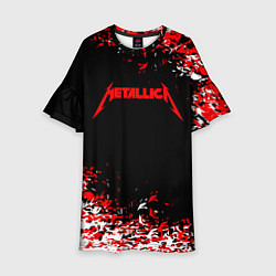 Платье клеш для девочки Metallica текстура белая красная, цвет: 3D-принт