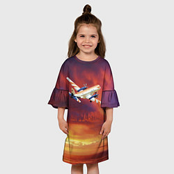 Платье клеш для девочки Самолет Ил 114-300, цвет: 3D-принт — фото 2