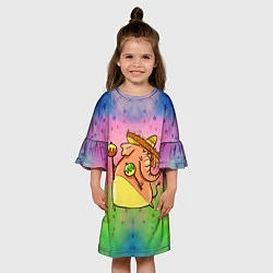 Платье клеш для девочки Мексиканский веселый слон, цвет: 3D-принт — фото 2