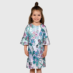 Платье клеш для девочки Яркие красочные цветы, цвет: 3D-принт — фото 2