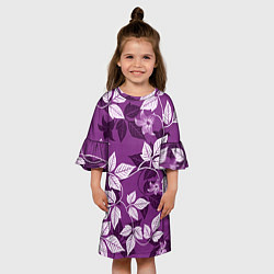 Платье клеш для девочки Фиолетовый вьюнок, цвет: 3D-принт — фото 2
