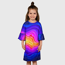 Платье клеш для девочки Растекание красок, цвет: 3D-принт — фото 2