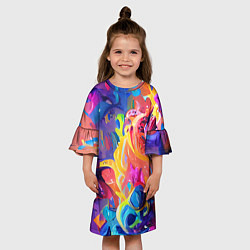 Платье клеш для девочки Madness colors, цвет: 3D-принт — фото 2