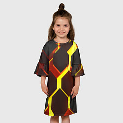 Платье клеш для девочки Лавовые Соты 3D, цвет: 3D-принт — фото 2
