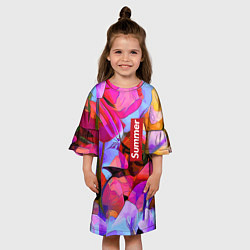Платье клеш для девочки Красочный летний цветочный паттерн Summer color pa, цвет: 3D-принт — фото 2