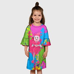 Платье клеш для девочки Мама-длинные ноги в ярких красках, цвет: 3D-принт — фото 2