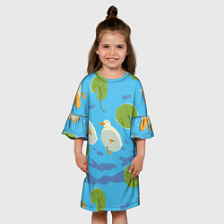 Платье клеш для девочки Утки под водой, цвет: 3D-принт — фото 2