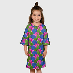 Платье клеш для девочки Абстрактные цветы паттерн, цвет: 3D-принт — фото 2