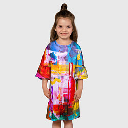 Платье клеш для девочки Импрессионизм Лето Абстракция Impressionism Summer, цвет: 3D-принт — фото 2