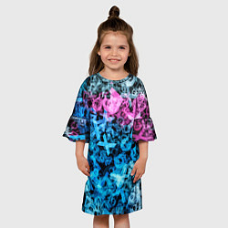 Платье клеш для девочки Хаос из букв, цвет: 3D-принт — фото 2