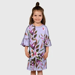 Платье клеш для девочки Цветы Вересковый Сад, цвет: 3D-принт — фото 2