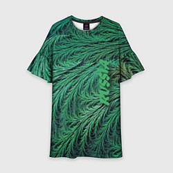 Платье клеш для девочки Узор из веток можжевельника Pattern of juniper bra, цвет: 3D-принт