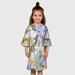 Платье клеш для девочки Цветы Фиолетовые Дикие Джунгли, цвет: 3D-принт — фото 2