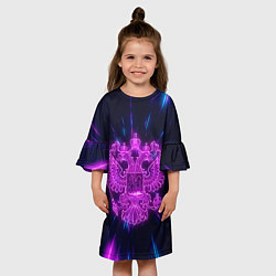 Платье клеш для девочки НЕОН ГЕРБ РФ CYBER, цвет: 3D-принт — фото 2