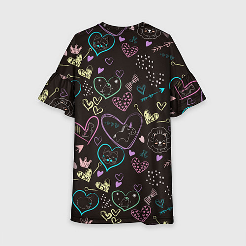 Детское платье Паттерн милые животные и сердечки / 3D-принт – фото 2