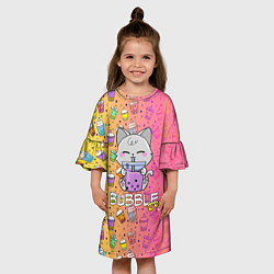 Платье клеш для девочки Bubble Tea - Бабл Ти, цвет: 3D-принт — фото 2