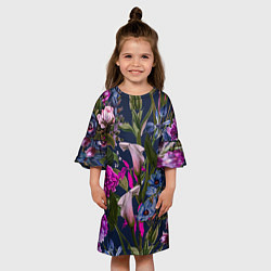Платье клеш для девочки Цветы Таинственные, цвет: 3D-принт — фото 2