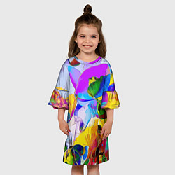 Платье клеш для девочки Цветы Буйство красок Flowers Riot of colors, цвет: 3D-принт — фото 2