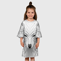 Платье клеш для девочки Волк - белый, цвет: 3D-принт — фото 2