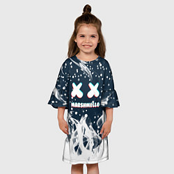 Платье клеш для девочки Marshmello белый огонь, цвет: 3D-принт — фото 2