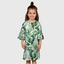 Платье клеш для девочки Банановые Листья В Джунглях, цвет: 3D-принт — фото 2