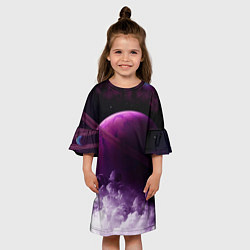 Платье клеш для девочки PURPLE GALAXY лиловая галактика, цвет: 3D-принт — фото 2