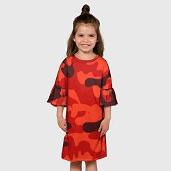 Платье клеш для девочки Рыжий камуфляж Огонь Пятна, цвет: 3D-принт — фото 2