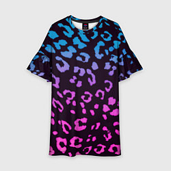 Платье клеш для девочки Леопардовый градиент, цвет: 3D-принт