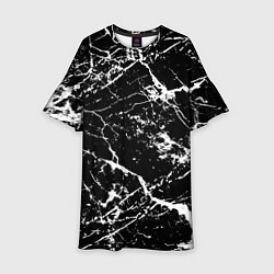 Платье клеш для девочки Текстура чёрного мрамора Texture of black marble, цвет: 3D-принт