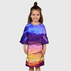 Платье клеш для девочки Небо на закате, цвет: 3D-принт — фото 2