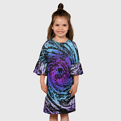 Платье клеш для девочки Галактика Неон, цвет: 3D-принт — фото 2