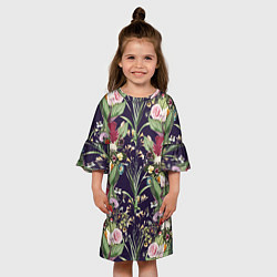 Платье клеш для девочки Цветы В Букетах, цвет: 3D-принт — фото 2