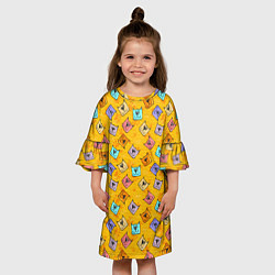 Платье клеш для девочки Цветные котики и лапки, цвет: 3D-принт — фото 2