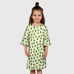 Платье клеш для девочки Смешное авокадо на белом фоне, цвет: 3D-принт — фото 2