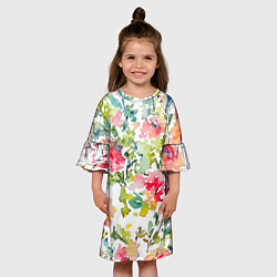 Платье клеш для девочки Floral pattern Watercolour Summer, цвет: 3D-принт — фото 2