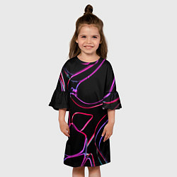 Платье клеш для девочки Неоновые линзы во тьме - Розовый, цвет: 3D-принт — фото 2