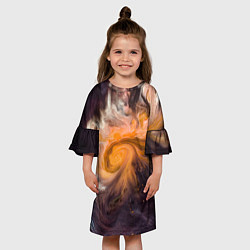 Платье клеш для девочки Неоновые краски - Оранжевый, цвет: 3D-принт — фото 2