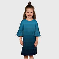 Платье клеш для девочки Blue stripes gradient, цвет: 3D-принт — фото 2