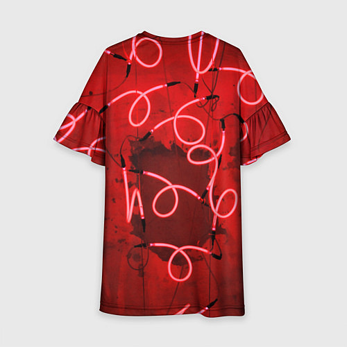 Детское платье Неоновые закрученные фонари - Красный / 3D-принт – фото 2