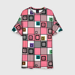 Платье клеш для девочки Розовый геометрический узор Geometric shapes, цвет: 3D-принт