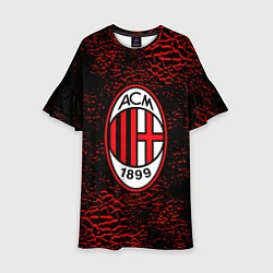 Платье клеш для девочки Ac milan фк милан logo, цвет: 3D-принт