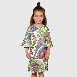 Платье клеш для девочки Fashionable floral Oriental pattern Summer 2025, цвет: 3D-принт — фото 2