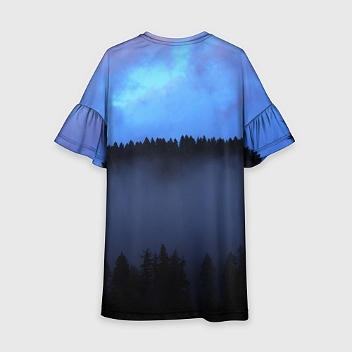 Детское платье Неоновое небо над лесом / 3D-принт – фото 2