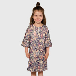 Платье клеш для девочки Геометрический сетчатый узор Коралловый, коричневы, цвет: 3D-принт — фото 2